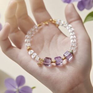 Purple Waterlily Reflecting Snow Bracelet